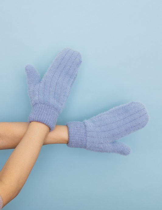 Women's Plush Pastel Fuzzy Mittens