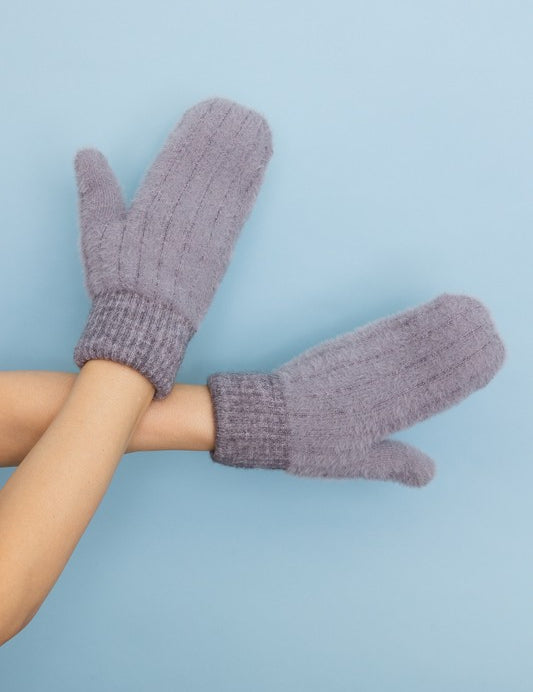 Women's Plush Pastel Fuzzy Mittens