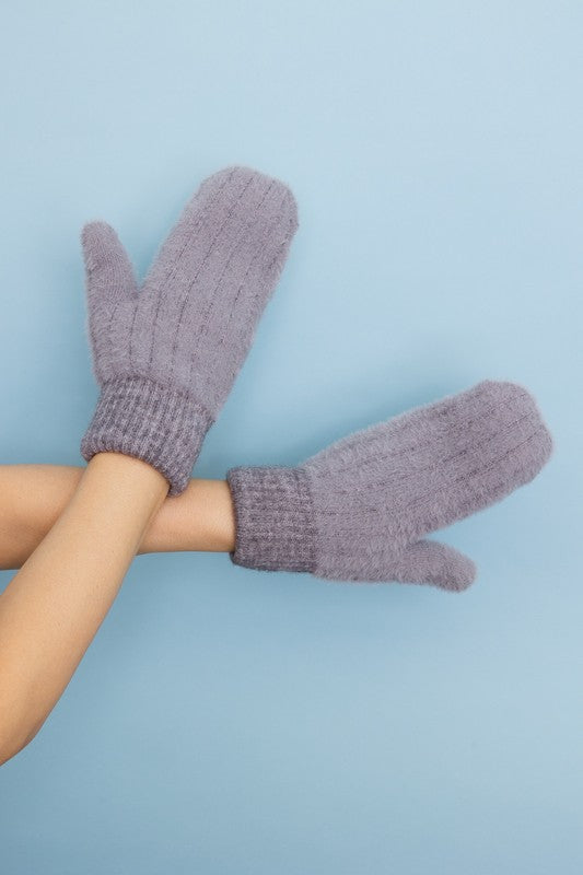 Women's Plush Pastel Fuzzy Mittens