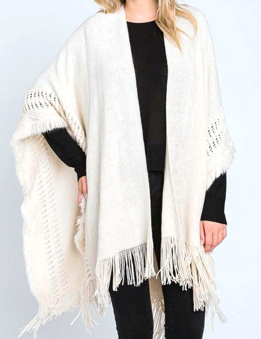 Women's Fringe Knit Acrylic Winter Cardigan