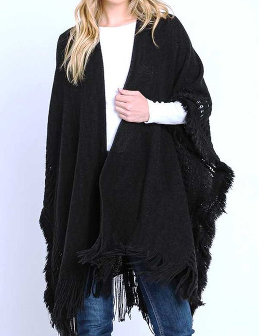 Women's Fringe Knit Acrylic Winter Cardigan