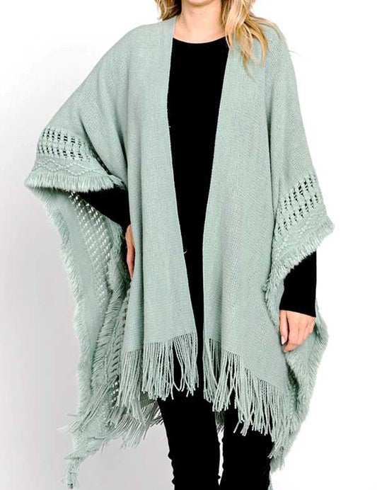 Women's Fringe Knit Acrylic Winter Cardigan