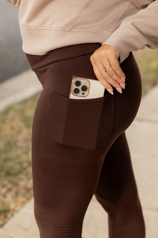 Women's High-Waisted Fleece Leggings with Pockets