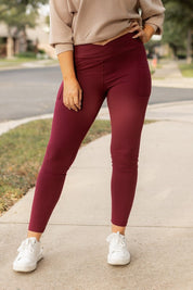 The Molly Maroon Crossover Full Length Leggings