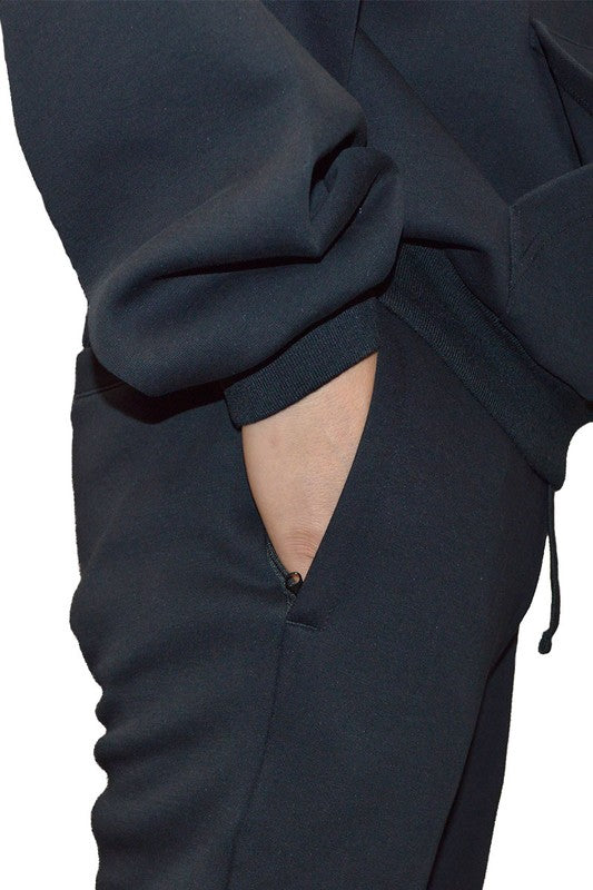 Men's Solid Fleece Flared Sweatpants with Zippered Pockets