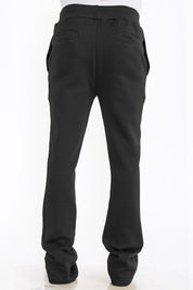 Men's Solid Fleece Flared Sweatpants with Zippered Pockets