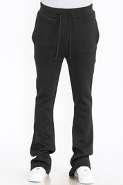 Mens Solid Fleece Flare Stacked PANTS