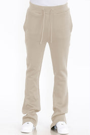 Men's Solid Fleece Flared Sweatpants with Zippered Pockets