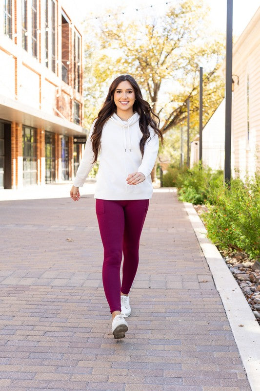 The Molly Maroon Crossover Full Length Leggings