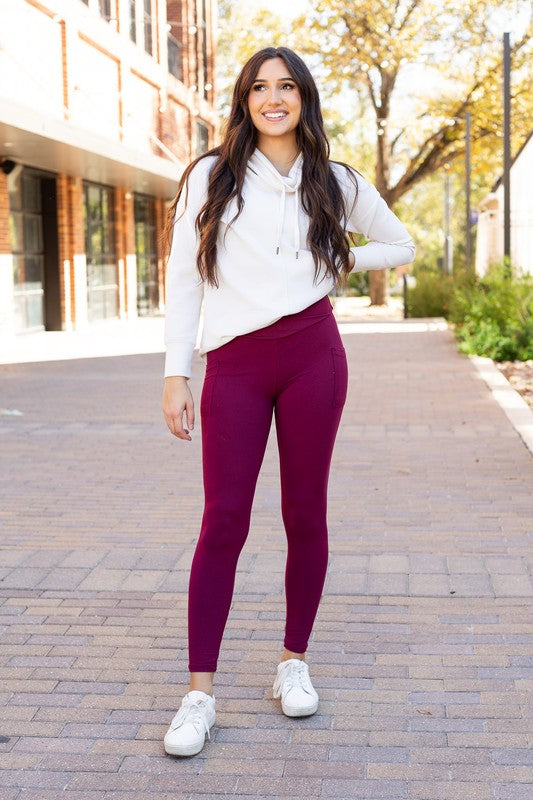 The Molly Maroon Crossover Full Length Leggings