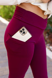 The Molly Maroon Crossover Full Length Leggings