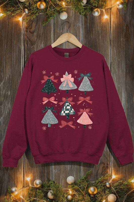 Unisex Christmas Tree Graphic Fleece Sweatshirt