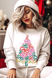 Unisex Fleece Sweatshirt with Christmas Tree Graphic