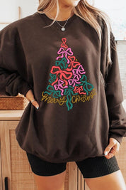 Unisex Fleece Sweatshirt with Christmas Tree Graphic