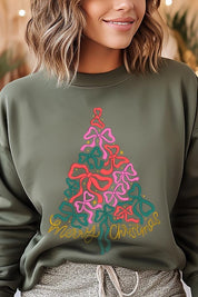 Unisex Fleece Sweatshirt with Christmas Tree Graphic