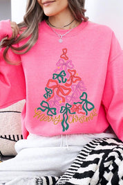 Unisex Fleece Sweatshirt with Christmas Tree Graphic