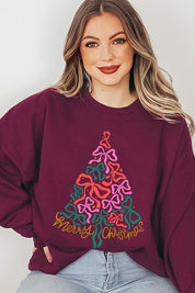 Unisex Fleece Sweatshirt with Christmas Tree Graphic