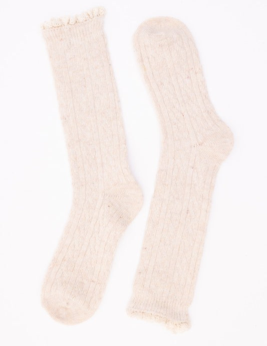 Women's Cozy Ribbed Ruffle-Trim Autumn Socks