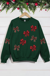 Unisex Christmas Bows Graphic Fleece Sweatshirt