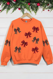Unisex Christmas Bows Graphic Fleece Sweatshirt