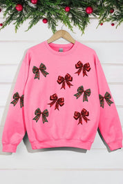 Unisex Christmas Bows Graphic Fleece Sweatshirt