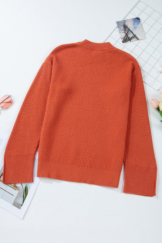 Women's Loose Fit Knit Sweater with Split Cuffs