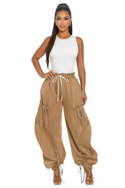 Women's Oversized Harem Denim Pants with Multi-Pockets