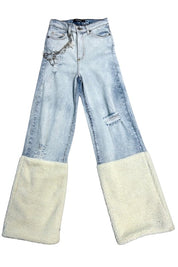 Women's High Rise Ice Blue Wide Leg Jeans