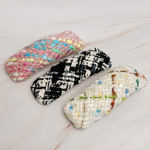 Women's Colorful Tweed Hair Clip Set of 3