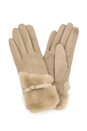 Women's Touch Screen Faux Fur Suede Fashion Gloves