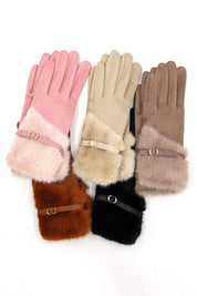 Women's Touch Screen Faux Fur Suede Fashion Gloves