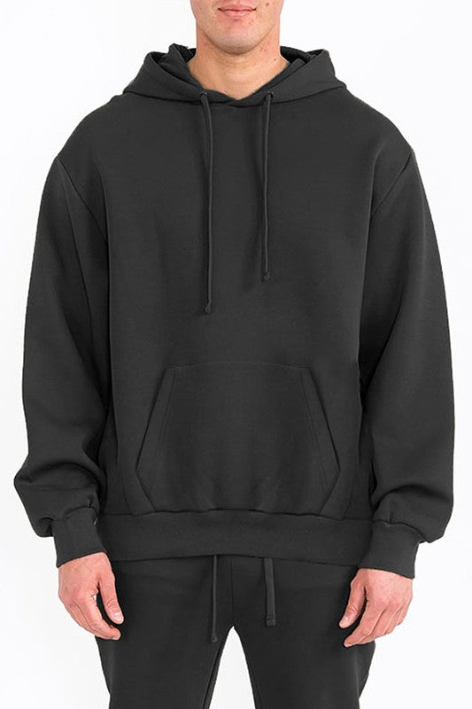 Men's Solid Fleece Hoodie with Kangaroo Pocket