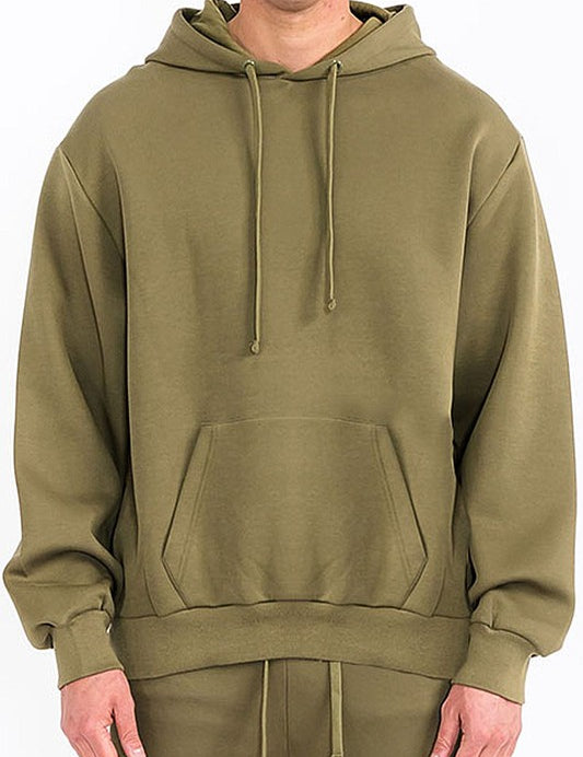 Men's Solid Fleece Hoodie with Kangaroo Pocket