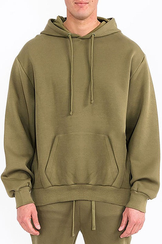 Men's Solid Fleece Hoodie with Kangaroo Pocket