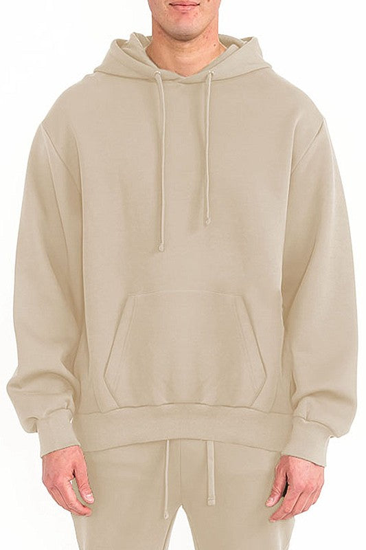 Men's Solid Fleece Hoodie with Kangaroo Pocket