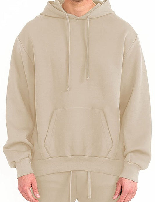 Men's Solid Fleece Hoodie with Kangaroo Pocket