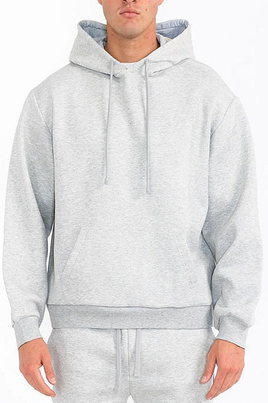 Men's Solid Fleece Hoodie with Kangaroo Pocket