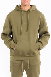 Men's Solid Fleece Hoodie with Kangaroo Pocket