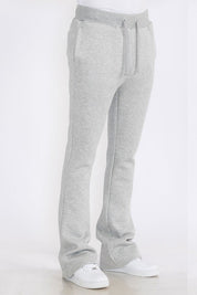 Men's Solid Fleece Flared Sweatpants with Zippered Pockets