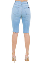 Women's High Rise Light Wash Denim Bermuda Shorts