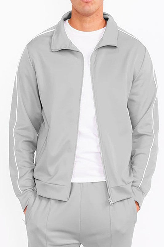 Men's Solid Side Piping Track Jacket