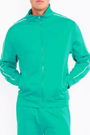 Men's Solid Flared Track Jacket with Side Piping