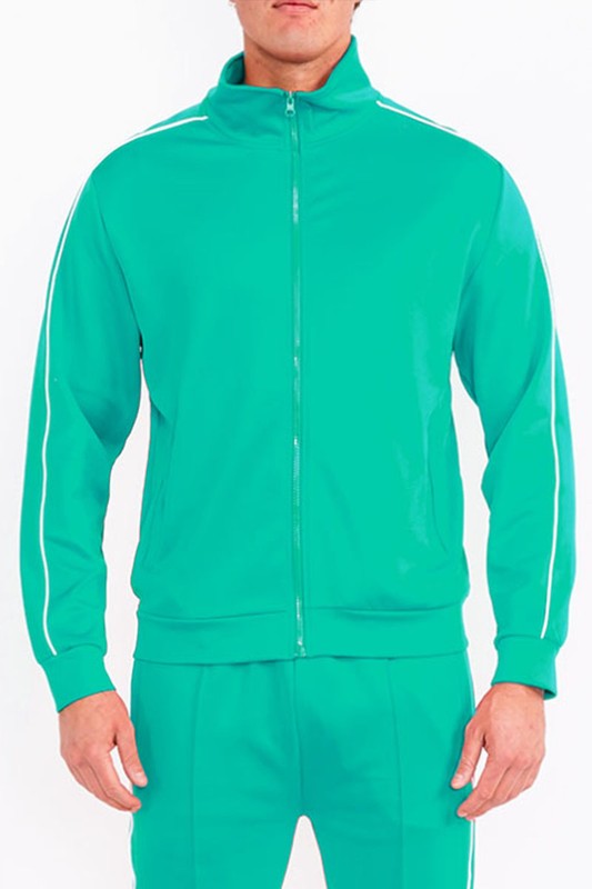 Men's Solid Flared Track Jacket with Side Piping