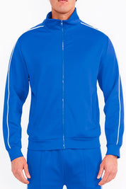 Men's Solid Flared Track Jacket with White Side Piping