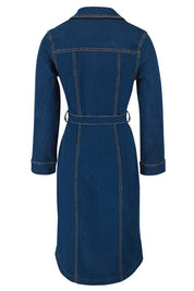 Women's Long Sleeve Denim Maxi Dress with Pockets