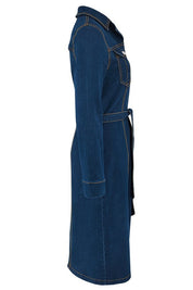 Women's Long Sleeve Denim Maxi Dress with Pockets