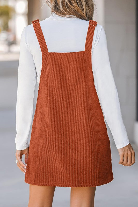 Women Front Pockets Sleeveless Overall Dress