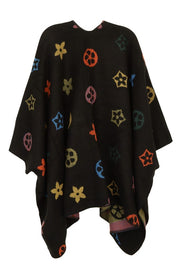 Women's Geometric Pattern Multi-Color Poncho