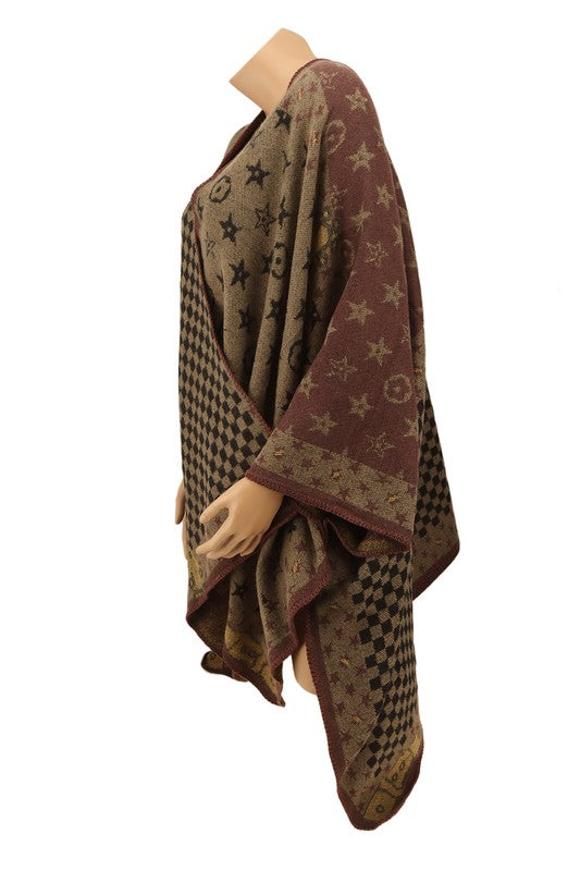 Women's Geometric Patterned Poncho