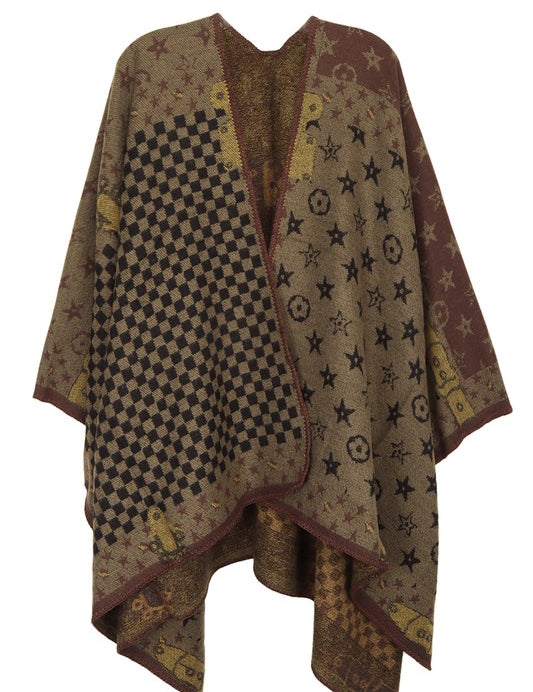 Women's Geometric Patterned Poncho